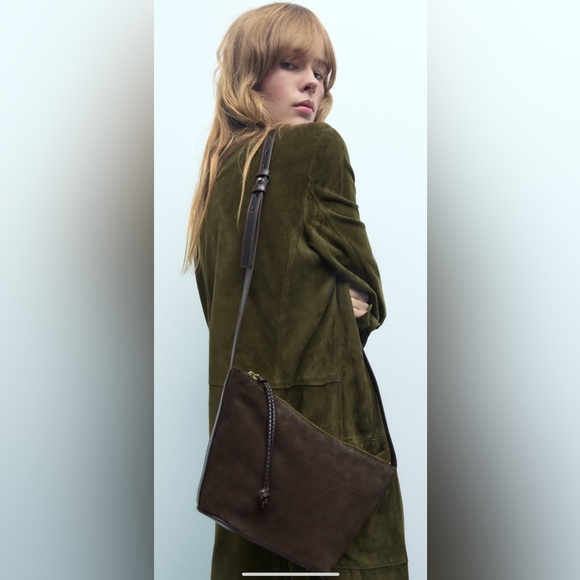 SPLIT LEATHER SHOULDER BAG (NWT) - Picture 2 of 5